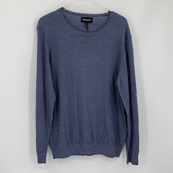 Bonobos Feder stripe midnight blue micro cotton sweater men new XL X-Large - Picture 1 of 4